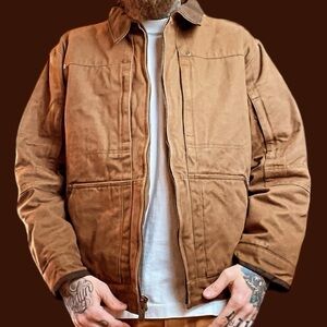 Mens XXL Dickies insulated duck chore field coat jacket tan brown